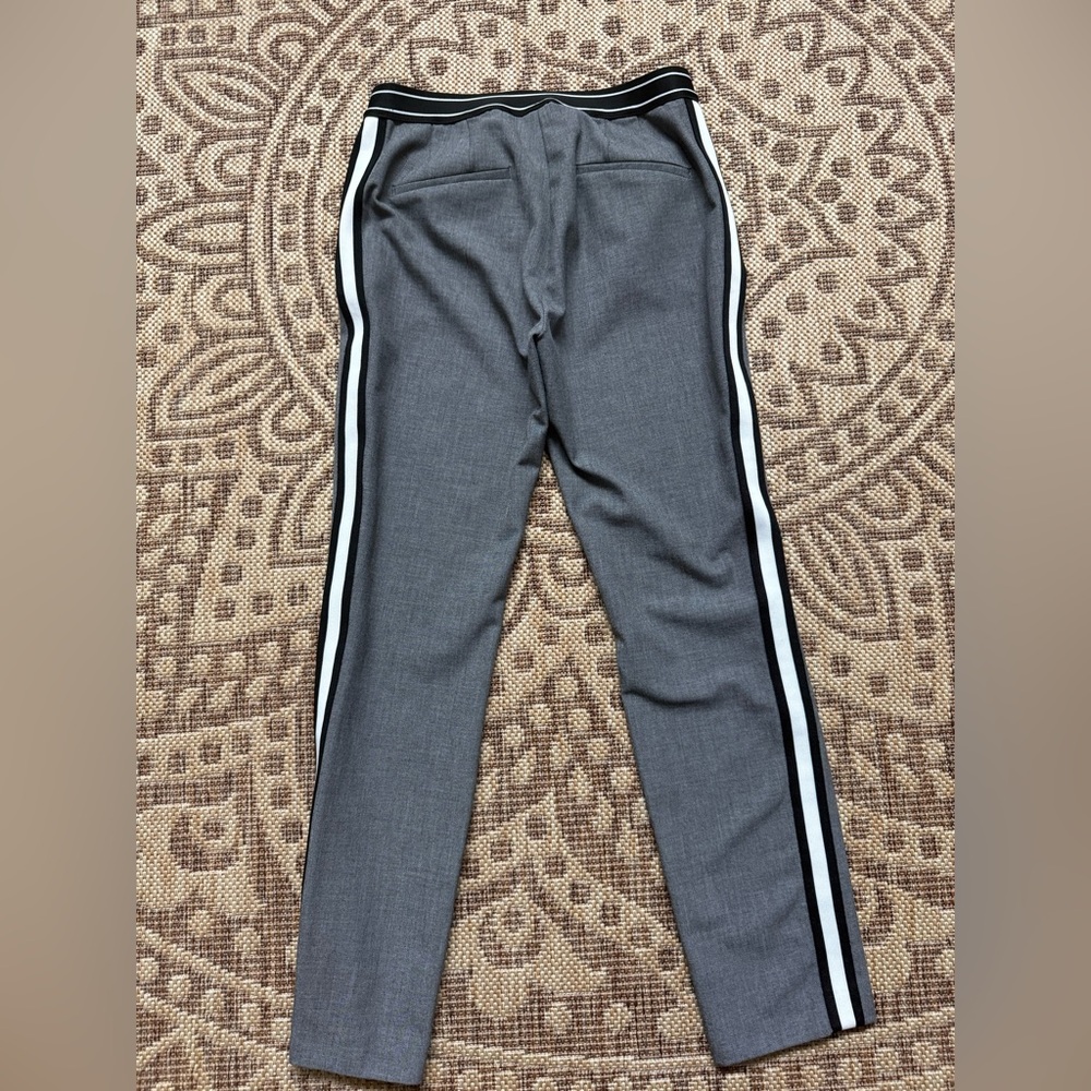 Zara Gray Plaid Trousers with Black and White Side Stripe - Picture 8 of 13